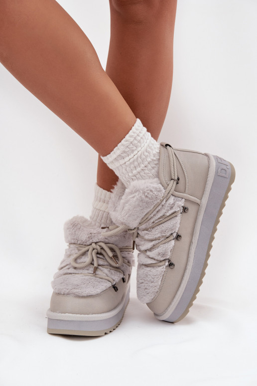 Sellel ondal nööpidega lumesaapad platvormiga karusnahaga D.Franklin DFSH370011 Halli värvi