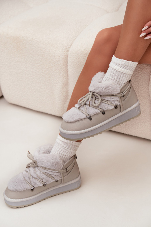 Sellel ondal nööpidega lumesaapad platvormiga karusnahaga D.Franklin DFSH370011 Halli värvi