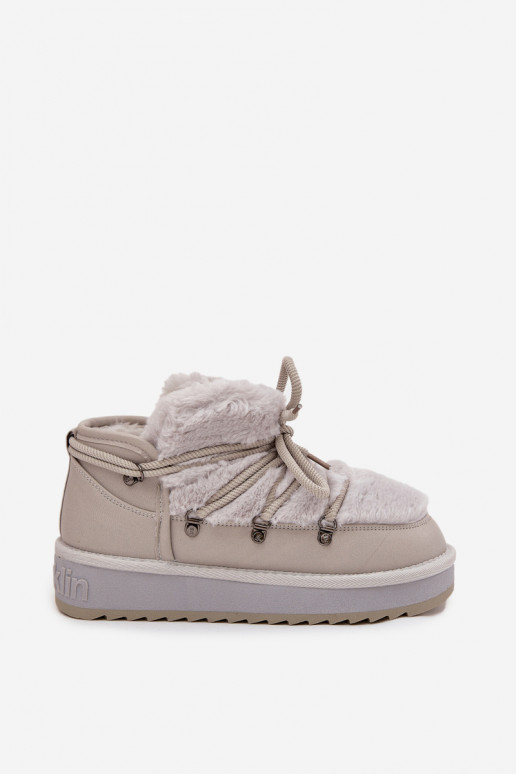 Sellel ondal nööpidega lumesaapad platvormiga karusnahaga D.Franklin DFSH370011 Halli värvi