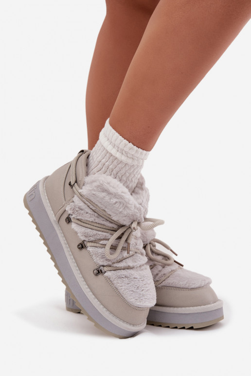 Sellel ondal nööpidega lumesaapad platvormiga karusnahaga D.Franklin DFSH370011 Halli värvi