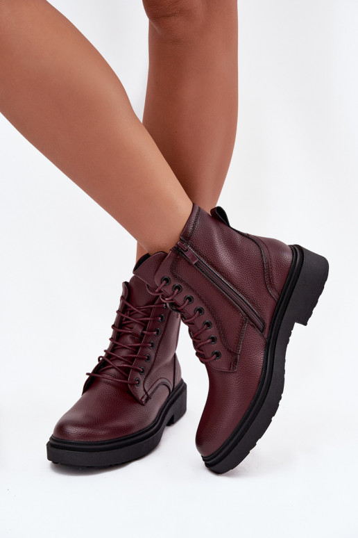 voodriga Pealiste poolsaapadPealturalnej Skóry Sergio Leone BT25248-S bordoo-värvi