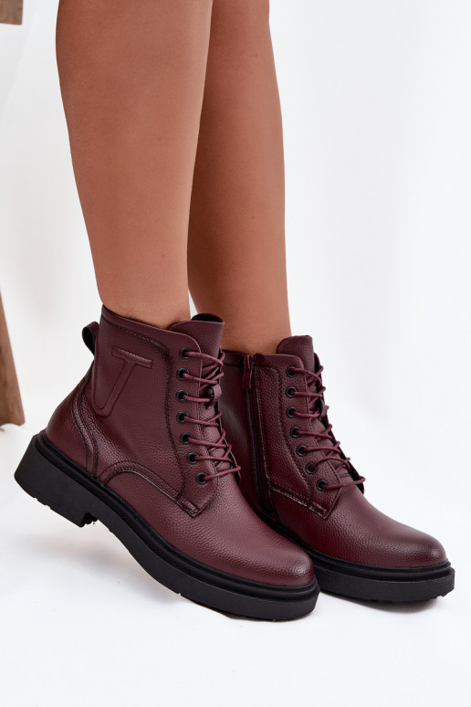 voodriga Pealiste poolsaapadPealturalnej Skóry Sergio Leone BT25248-S bordoo-värvi