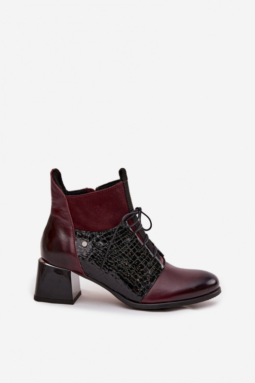 Zazoo 60503 Pealhk Pealiste poolsaapad kõrge jämeda kontsaga voodriga bordoo-värvi