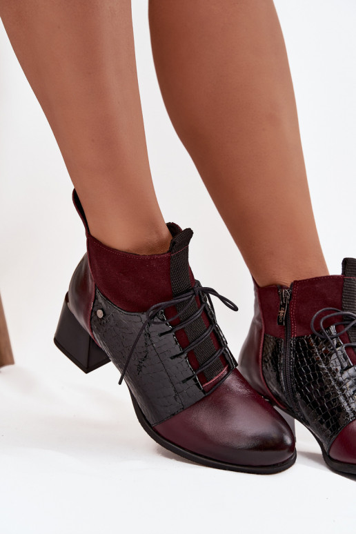 Zazoo 60503 Pealhk Pealiste poolsaapad kõrge jämeda kontsaga voodriga bordoo-värvi