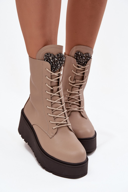 Pealhk Pealiste poolsaapad kaunistustega voodriga beeži värvi Ulrika