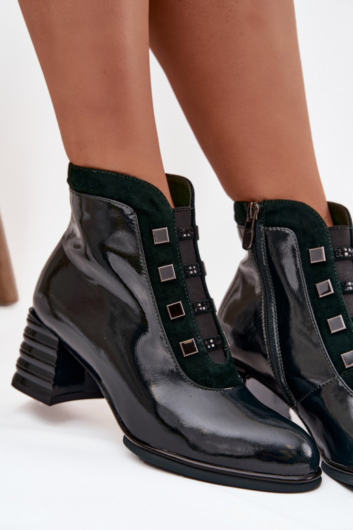 Laque Pealiste poolsaapadPealturalnej Skóry kõrge jämeda kontsaga D&ACR52-696 khakivärvi