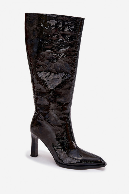 Pealhk Laque naiste pika säärega saapad kõrge jämeda kontsaga voodriga D&A CR52-716 msuud