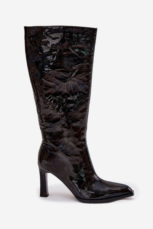 Pealhk Laque naiste pika säärega saapad kõrge jämeda kontsaga voodriga D&A CR52-716 msuud