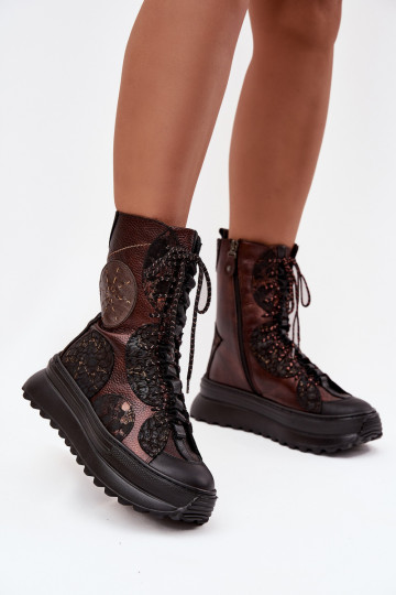 Pealhk Pealiste poolsaapad platvormiga voodriga Sellel onciejka 06565-02 pruunid värvi-Kuldset värvi 2