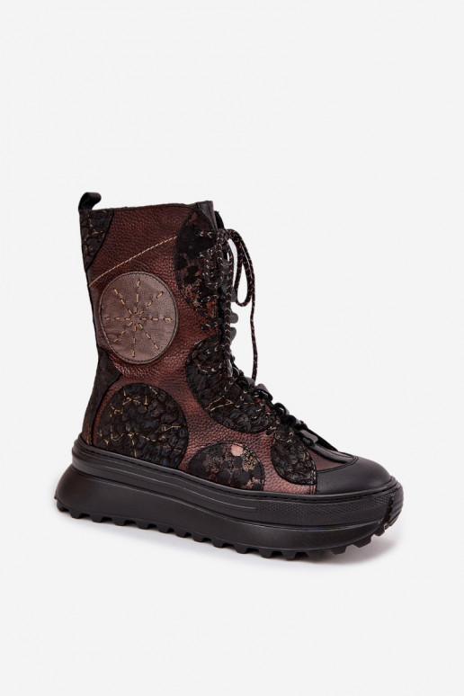 Pealhk Pealiste poolsaapad platvormiga voodriga Sellel onciejka 06565-02 pruunid värvi-Kuldset värvi