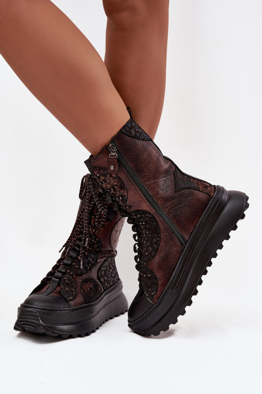 Pealhk Pealiste poolsaapad platvormiga voodriga Sellel onciejka 06565-02 pruunid värvi-Kuldset värvi