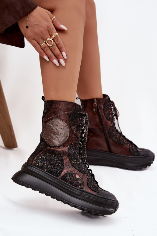 Pealhk Pealiste poolsaapad platvormiga voodriga Sellel onciejka 06565-02 pruunid värvi-Kuldset värvi