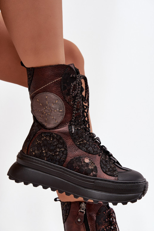 Pealhk Pealiste poolsaapad platvormiga voodriga Sellel onciejka 06565-02 pruunid värvi-Kuldset värvi