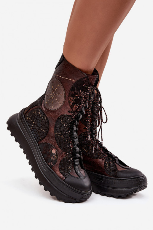 Pealhk Pealiste poolsaapad platvormiga voodriga Sellel onciejka 06565-02 pruunid värvi-Kuldset värvi