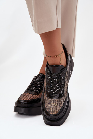 Nahast naiste sidumisjalatsid platvormiga Artiker 57C2044, must 2