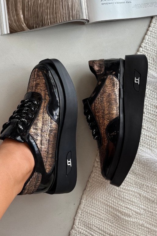 Nahast naiste sidumisjalatsid platvormiga Artiker 57C2044, must