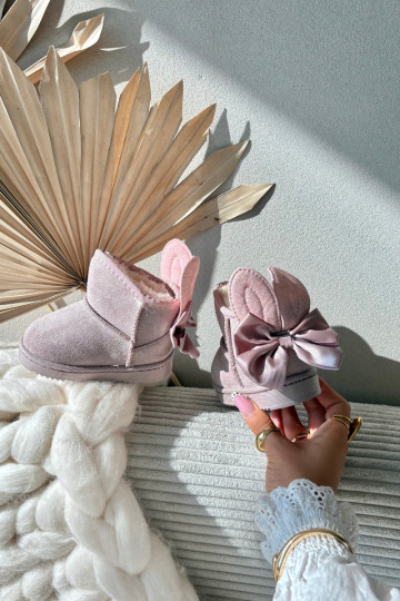 Laste soojad lumetossud „Meriva" lipsudega, roosa värv 2