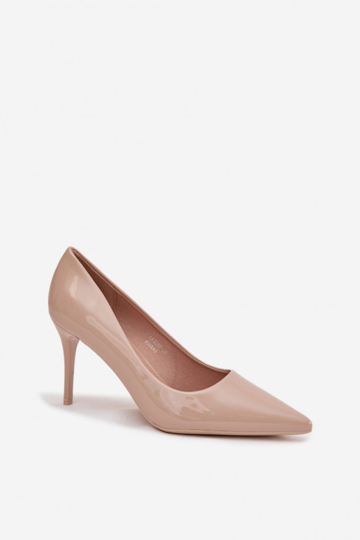 Jadira kõrged kontsad lakk-kunstnahast naistele teravaotsaga, liivakarva Jadira kõrged kontsad lakk-kunstnahast naistele teravaotsaga, liivakarva