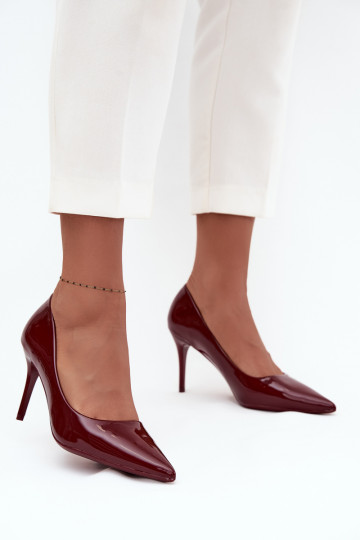 Naistele lakitud kõrged kontsad „Jadira" teravad otsad, bordoo värv