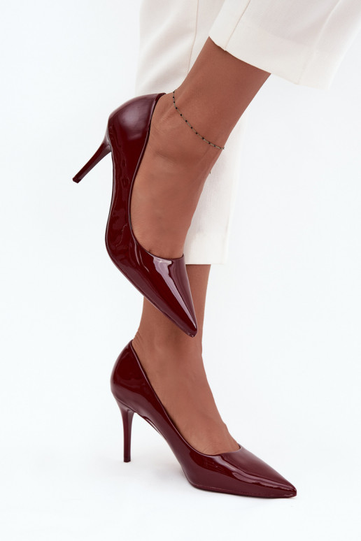 Naistele lakitud kõrged kontsad „Jadira" teravad otsad, bordoo värv