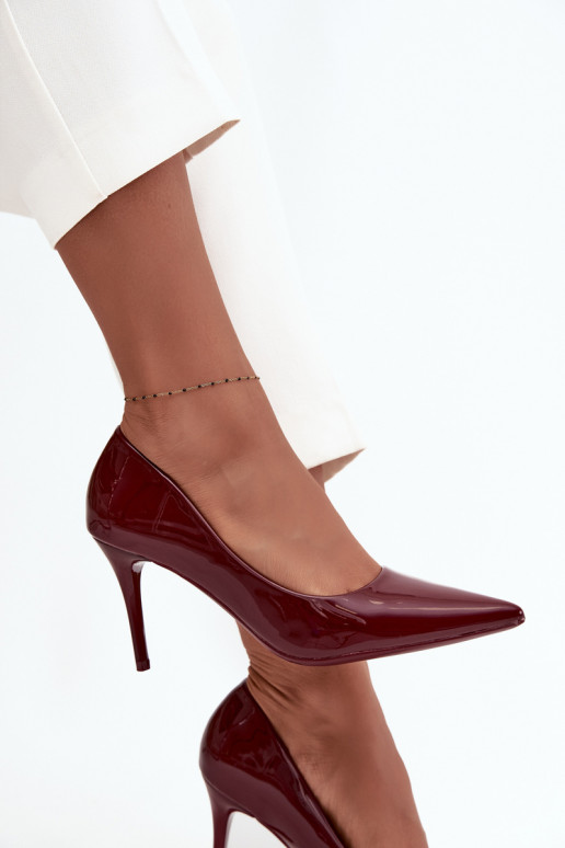 Naistele lakitud kõrged kontsad „Jadira" teravad otsad, bordoo värv