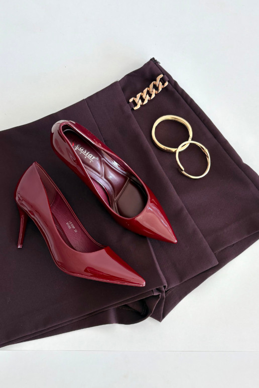 Naistele lakitud kõrged kontsad „Jadira" teravad otsad, bordoo värv