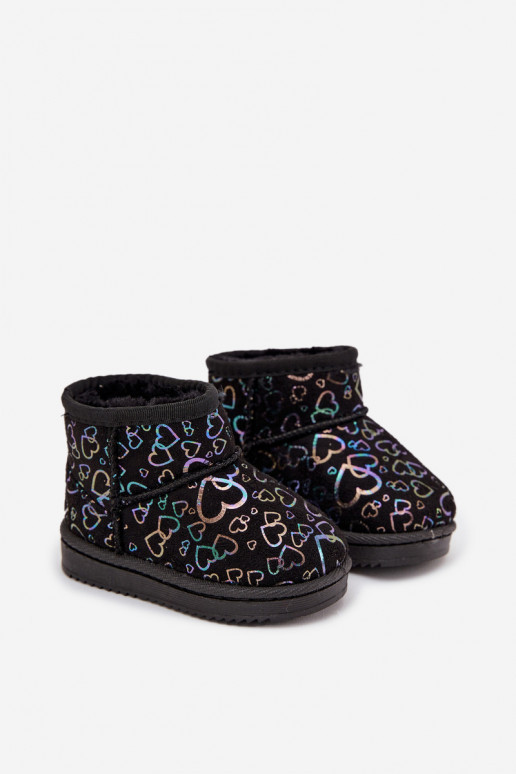 Laste lume saapad südamega Calivine musta värvi