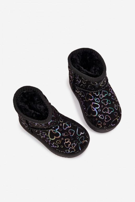 Laste lume saapad südamega Calivine musta värvi