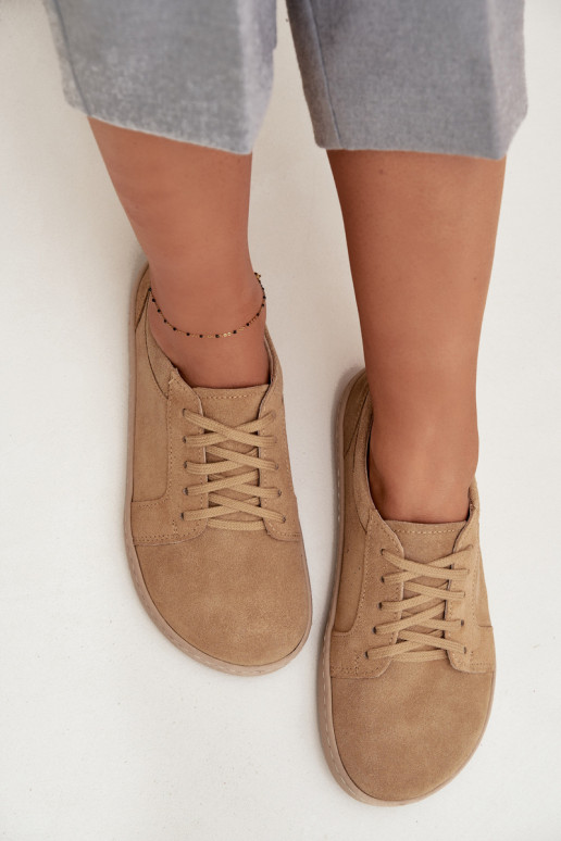 Vabaaja looduslikest sametist saapad "Barefoot" tüüpi Zazoo 314 beež