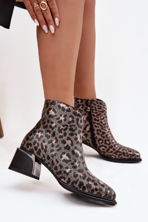 Pealhk Pealiste poolsaapad Klockis voodriga leopardimustriga D&A CR52-622 Must-Kuldset värvi