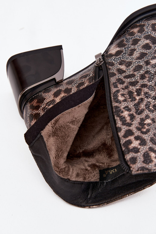 Pealhk Pealiste poolsaapad Klockis voodriga leopardimustriga D&A CR52-622 Must-Kuldset värvi