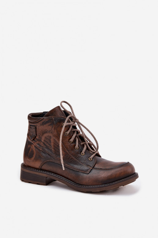 Pealiste poolsaapadPealturalnej Skóry laiade nööridega Sellel onciejka 07063-02 pruunid värvi