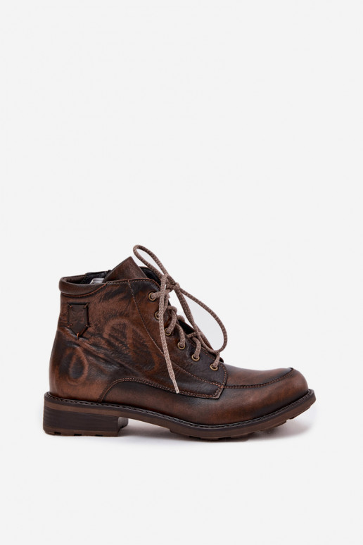 Pealiste poolsaapadPealturalnej Skóry laiade nööridega Sellel onciejka 07063-02 pruunid värvi