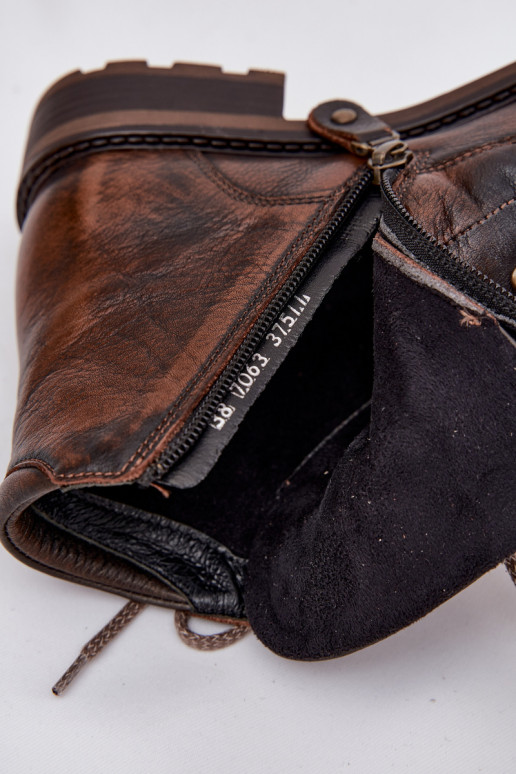 Pealiste poolsaapadPealturalnej Skóry laiade nööridega Sellel onciejka 07063-02 pruunid värvi