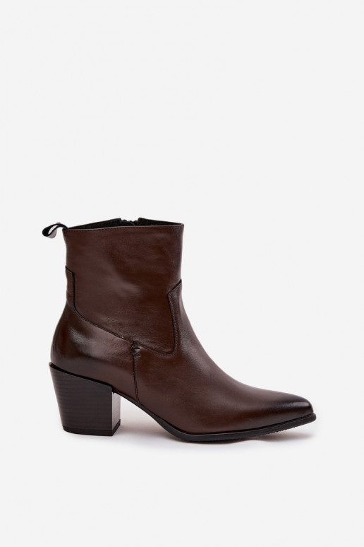 Pealhk kauboistiilis saapad Pealiste omad kõrge jämeda kontsaga voodriga Zazoo 60565 Czekoladosissee