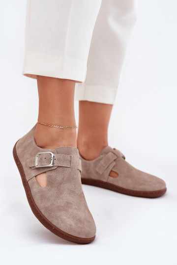 seemisnakhsed jalatsid Barefoot Pealiste omad neetide ja pandlaga Zazoo N1261 beeži värvi 2