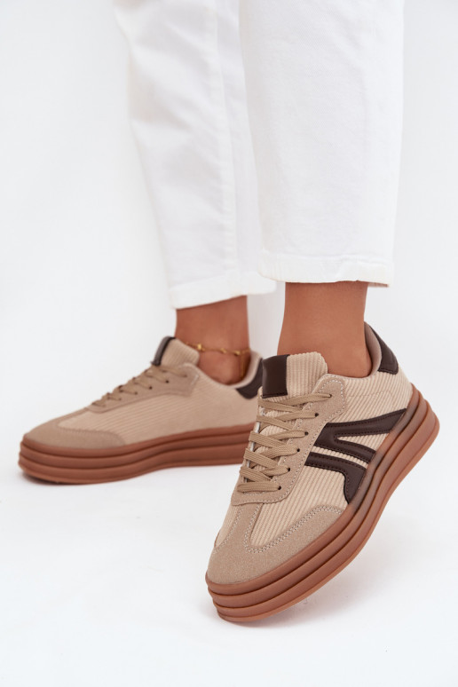 Naisteline sametist spordistiilis jalanõud platvormiga, liivavärv Corynelle