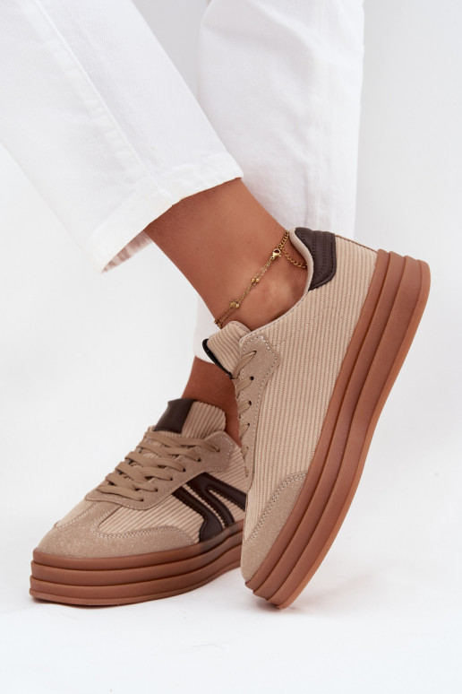 Naisteline sametist spordistiilis jalanõud platvormiga, liivavärv Corynelle