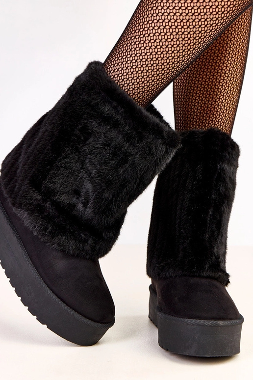 Mustad lume saapad platvormil karvase...