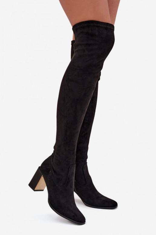 naiste pika säärega saapad Põlve jaoks kõrge jämeda kontsaga Eco Suedeosissee msuud Jelina naiste pika säärega saapad Põlve jaoks kõrge jämeda kontsaga Eco Suedeosissee msuud Jelina