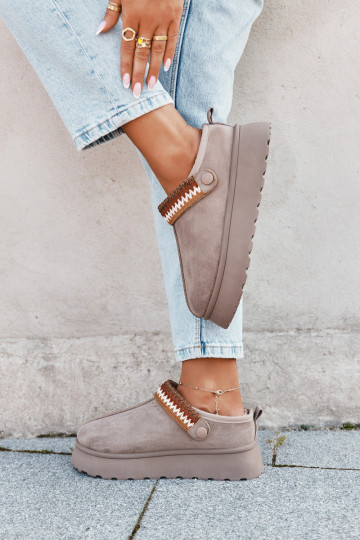 Naiste madalad lumesaapad liikuvate rihmade ja tikandiga, platvormiga beeži värvi Lyrisse 2