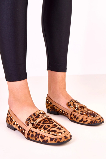 Leopardimustrilised ballerina stiilis kingad kunstsuede ja nupukestega Molia