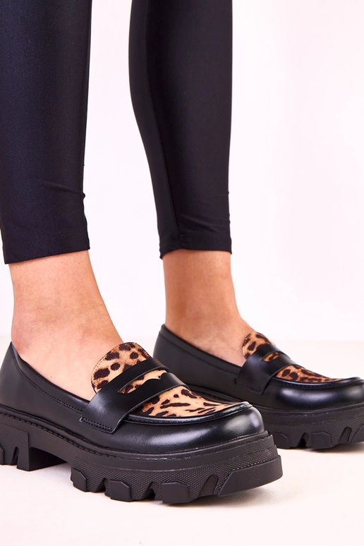 Mustad mokasiinid leopardimustrilise...