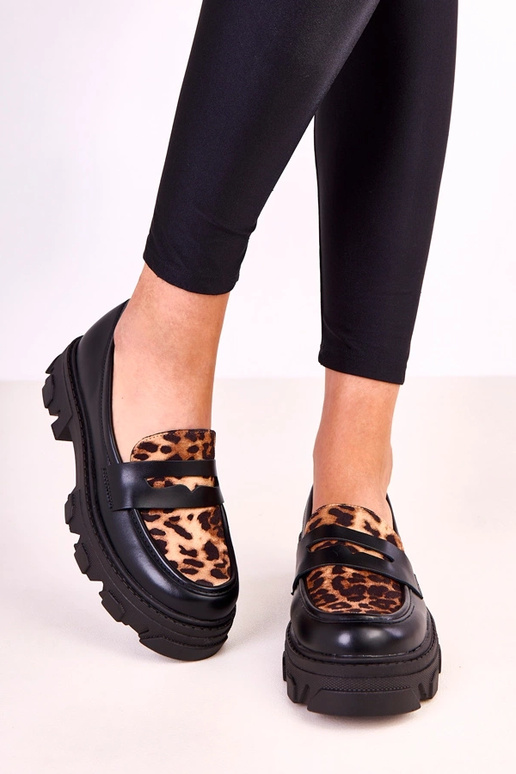 Mustad mokasiinid leopardimustrilise...