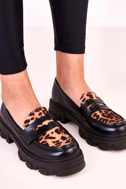 Mustad mokasiinid leopardimustrilise...