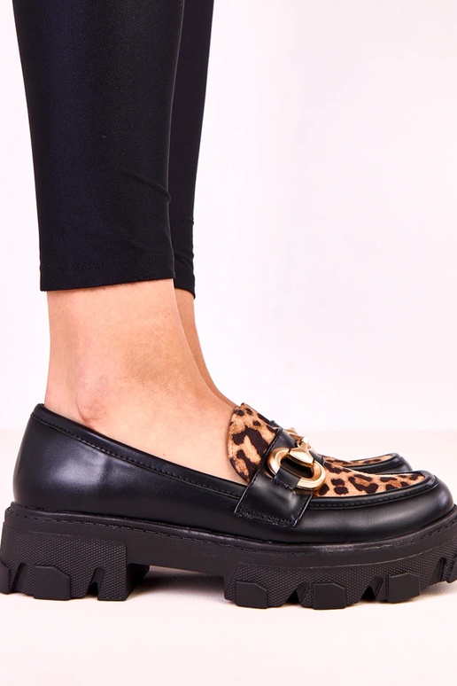 Mustad mokasiinid leopardimustrilise...