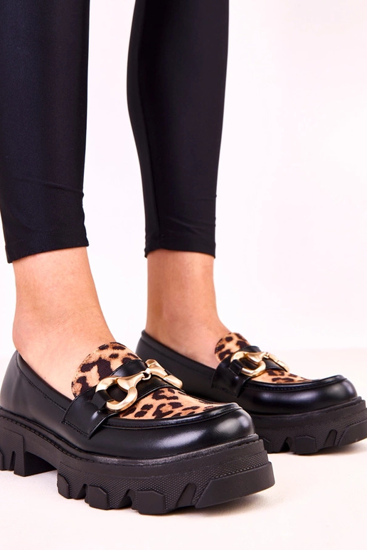 Mustad mokasiinid leopardimustrilise...