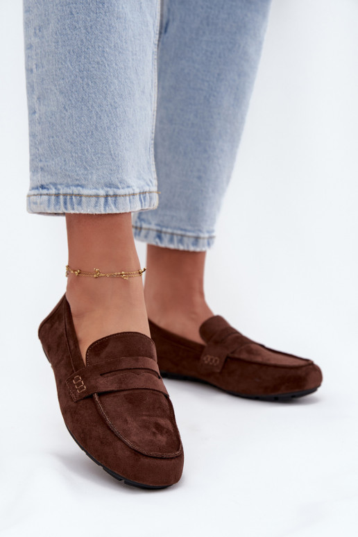 Naiste tasapinnalised mokasiinid tumepruuni värvi "Soreline"