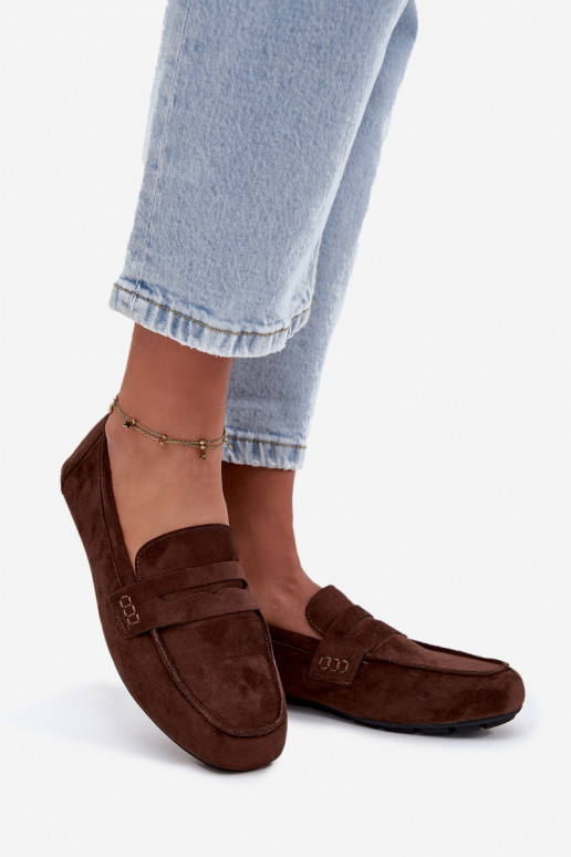 Naiste tasapinnalised mokasiinid tumepruuni värvi "Soreline"