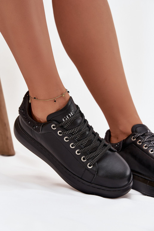 Naiste spordilised kingad naturaalsest nahast GOE OO2N4004 must